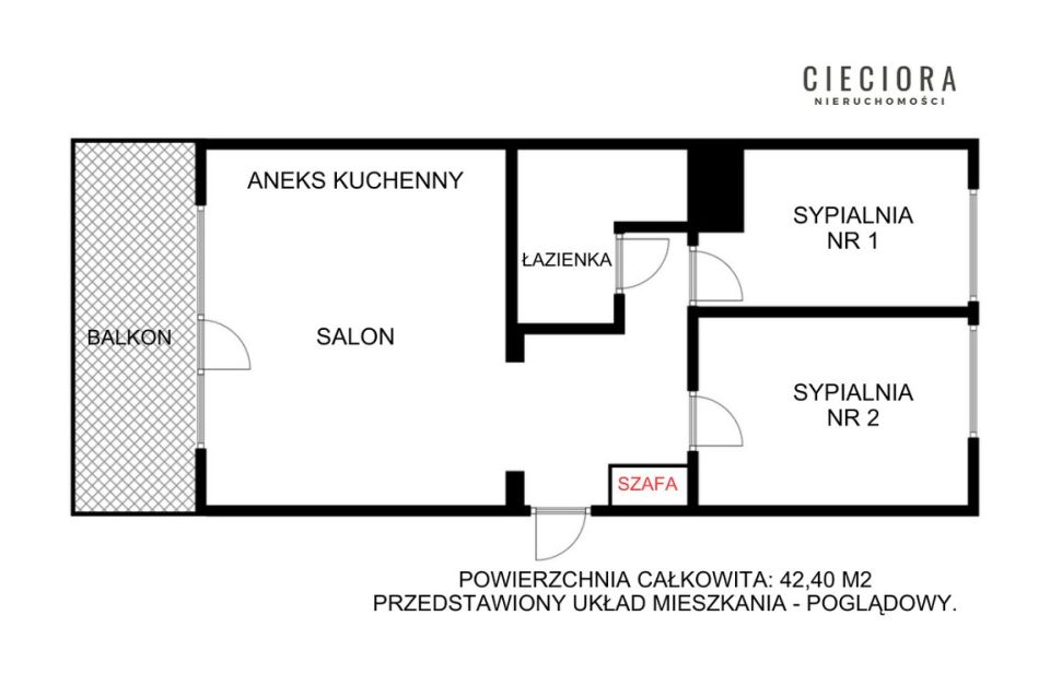 Rzut mieszkania — 3 pokoje po generalnym remoncie, 8 piętro — ul. Gdyńska, Żabianka